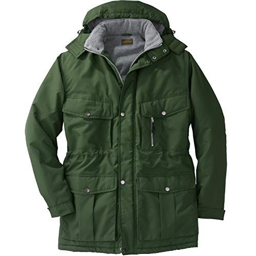 Men's Big & Tall Fleece-Lined Parka With Detachable Hood And 6 Pockets G321877