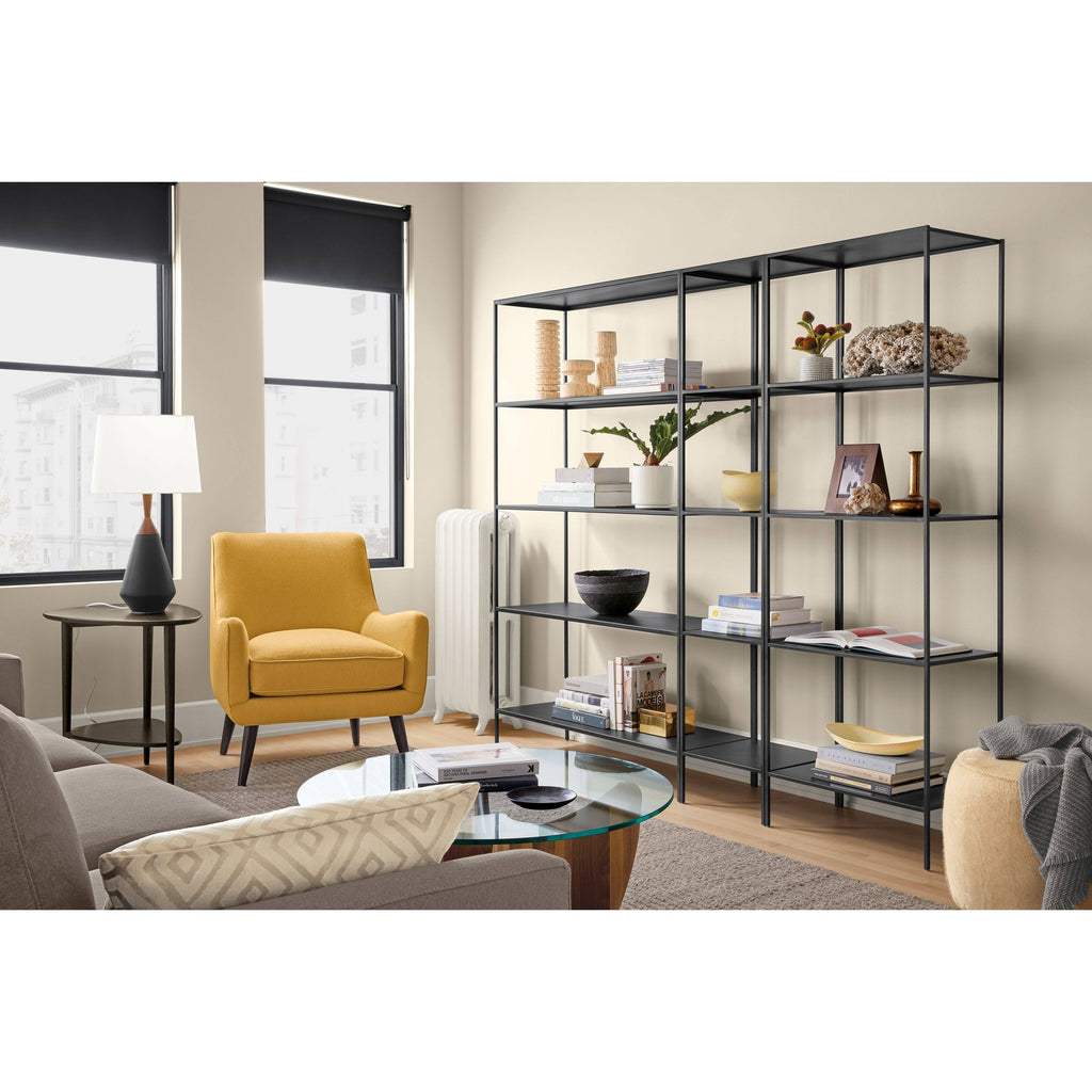 Modern Slim Bookcase Recycled Natural Steel Black Z794725