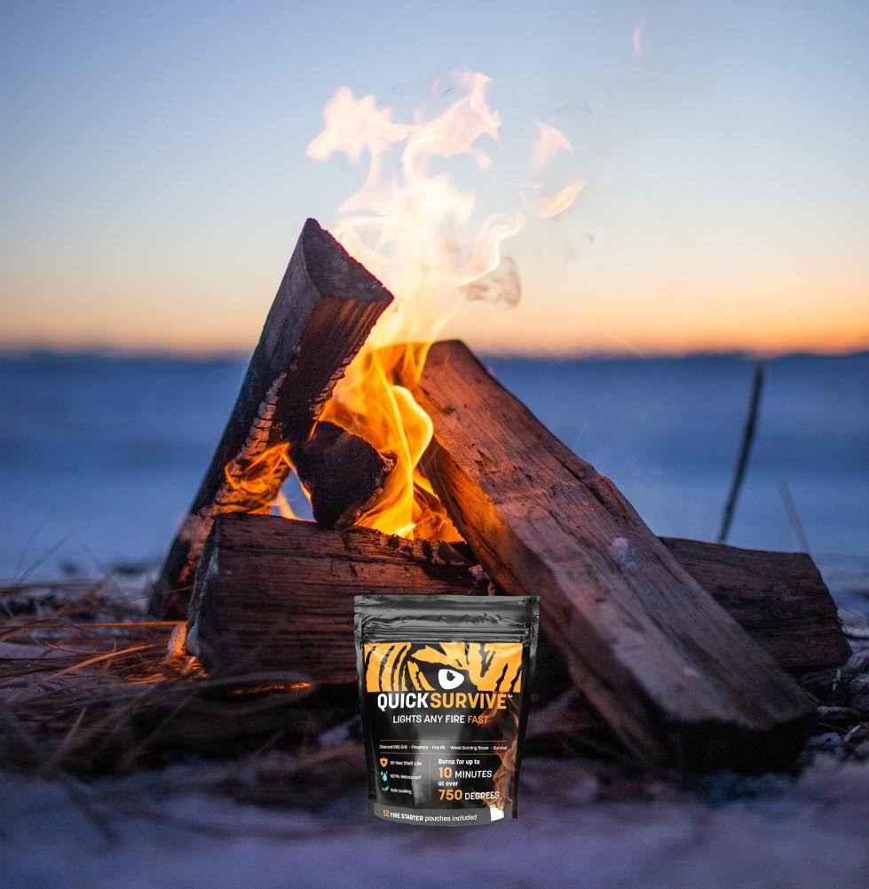 50-Piece Survival Bundle with Fire Starter Canister, Stove, Flint, Paracord & Glove B22937