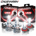 4X H4+H11 LED Headlight High&Low Beam Fog Light Bulb Kit F11775