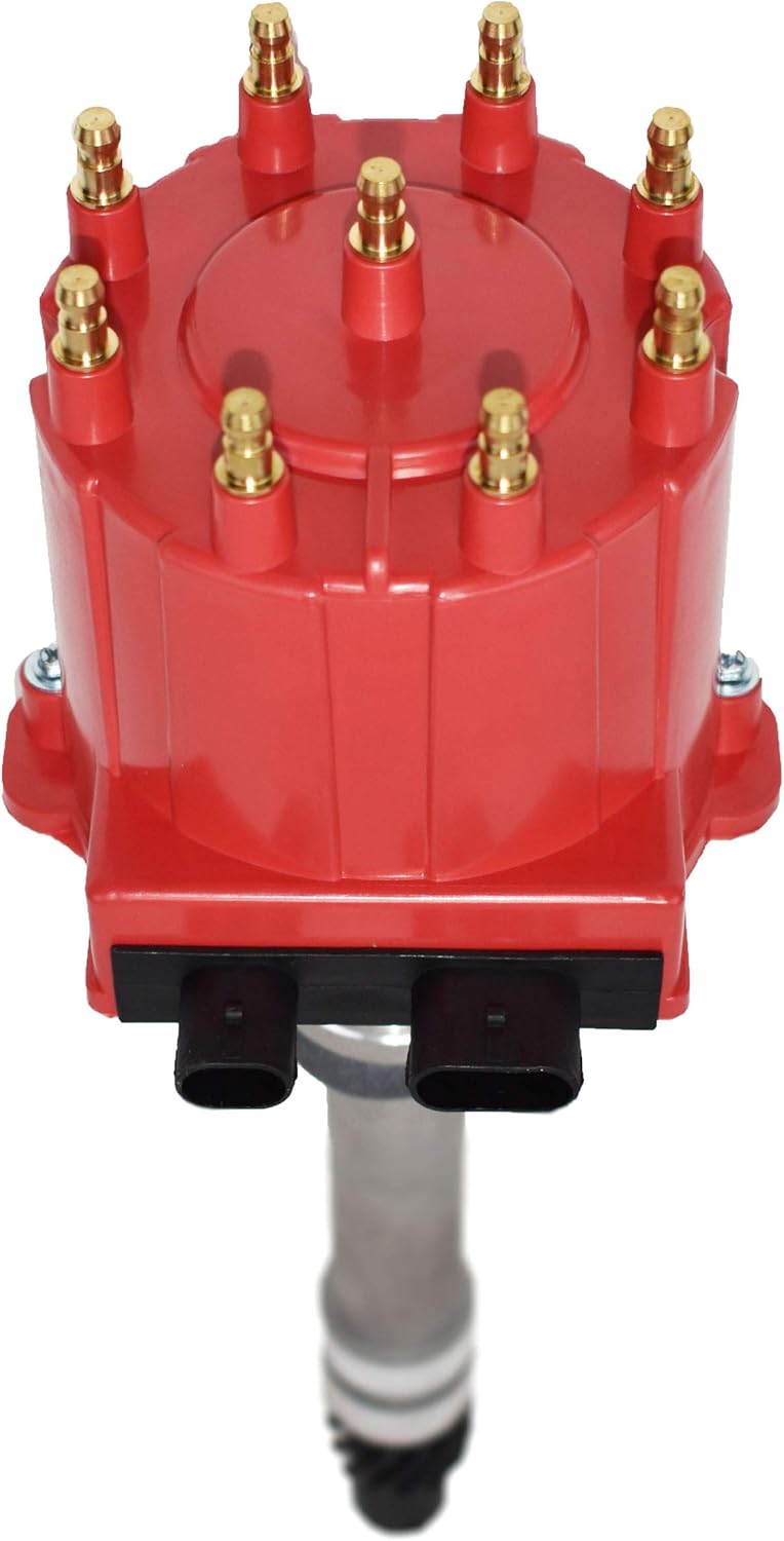 8mm Spark Plug Wires and E-Core Ignition Coil for SBC BBC GMC Chevrolet 5.7L Pickup Truck Van Camaro 305 350 Red Cap and Wires P69234