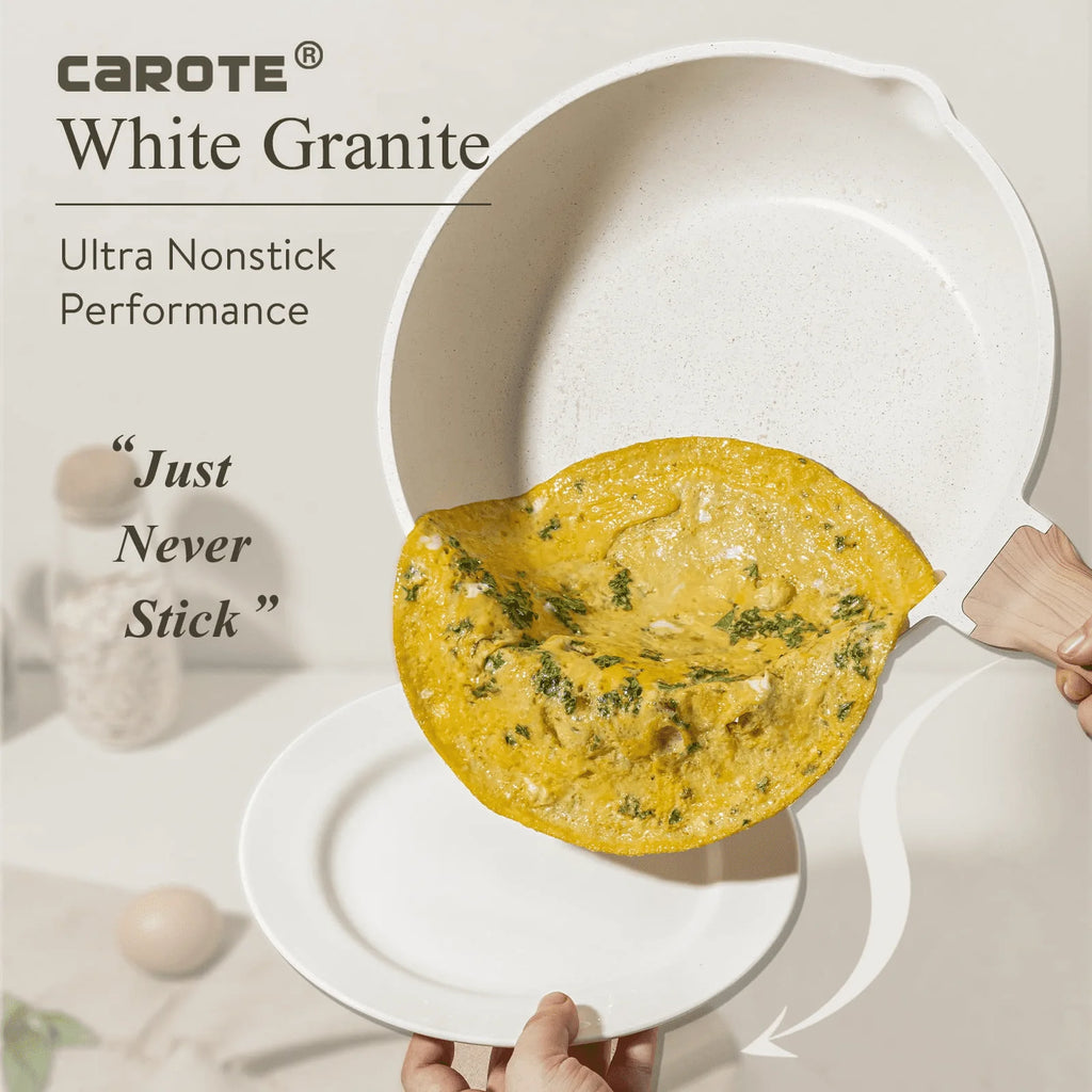 10 Pcs White Nonstick Granite Cookware Set C91232