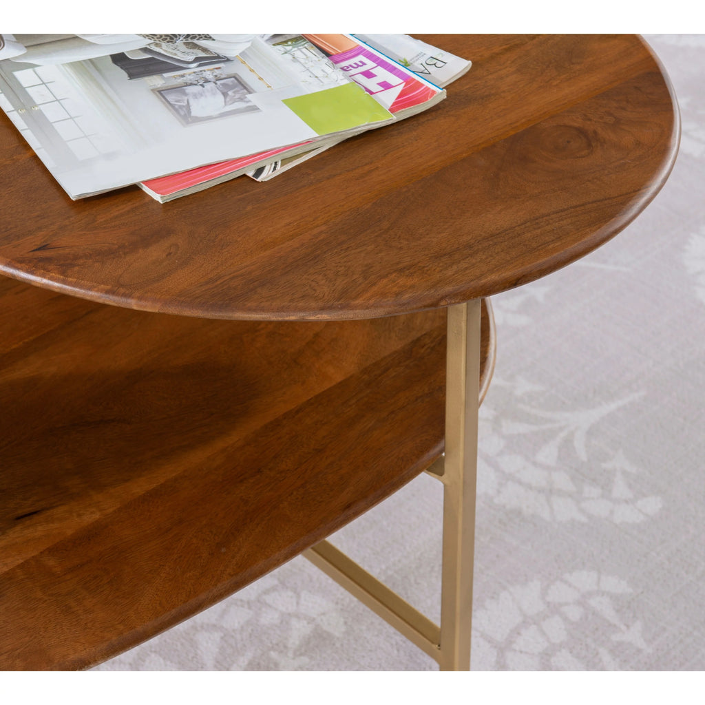 Walnut Wood 2-tier Oval Coffee Table E531