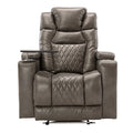 Power Motion Recliner with USB Charging Port and Hidden Arm Storage, 2 Cup Holders and 360° Swivel Tray Table Z483483