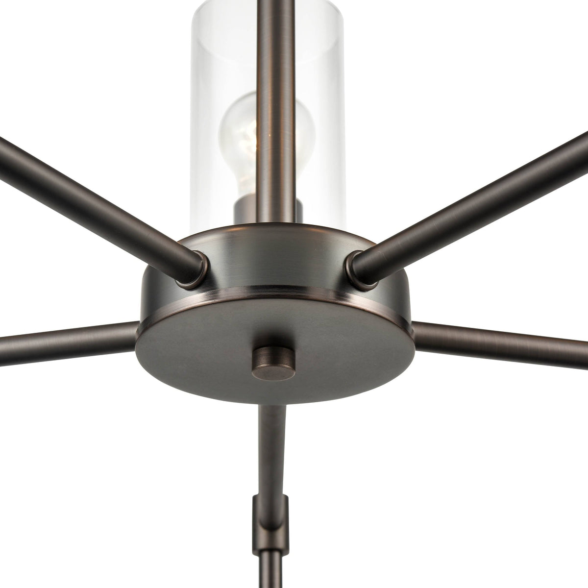 Satin Nickel 5-Light Chandelier Pendant with Clear Glass Shades U114