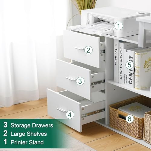 55 Inch Reversible L Shaped Computer Desk with 3 Drawers O332039