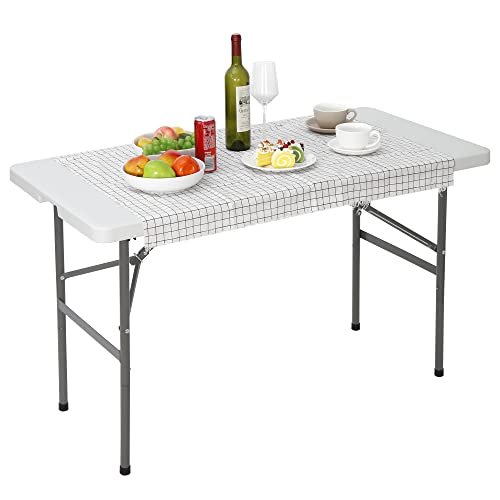 6 ft White Plastic Folding Table with Steel Legs G30152