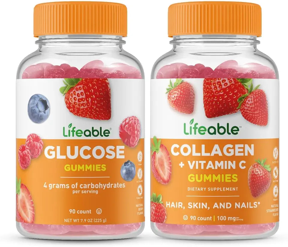 Glucose Collagen Vitamin C Gummies Bundle Gluten Free Chewable Vitamin Supplement E2699