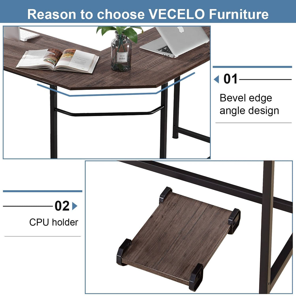 Oak L-Shaped Office Computer Desk W839