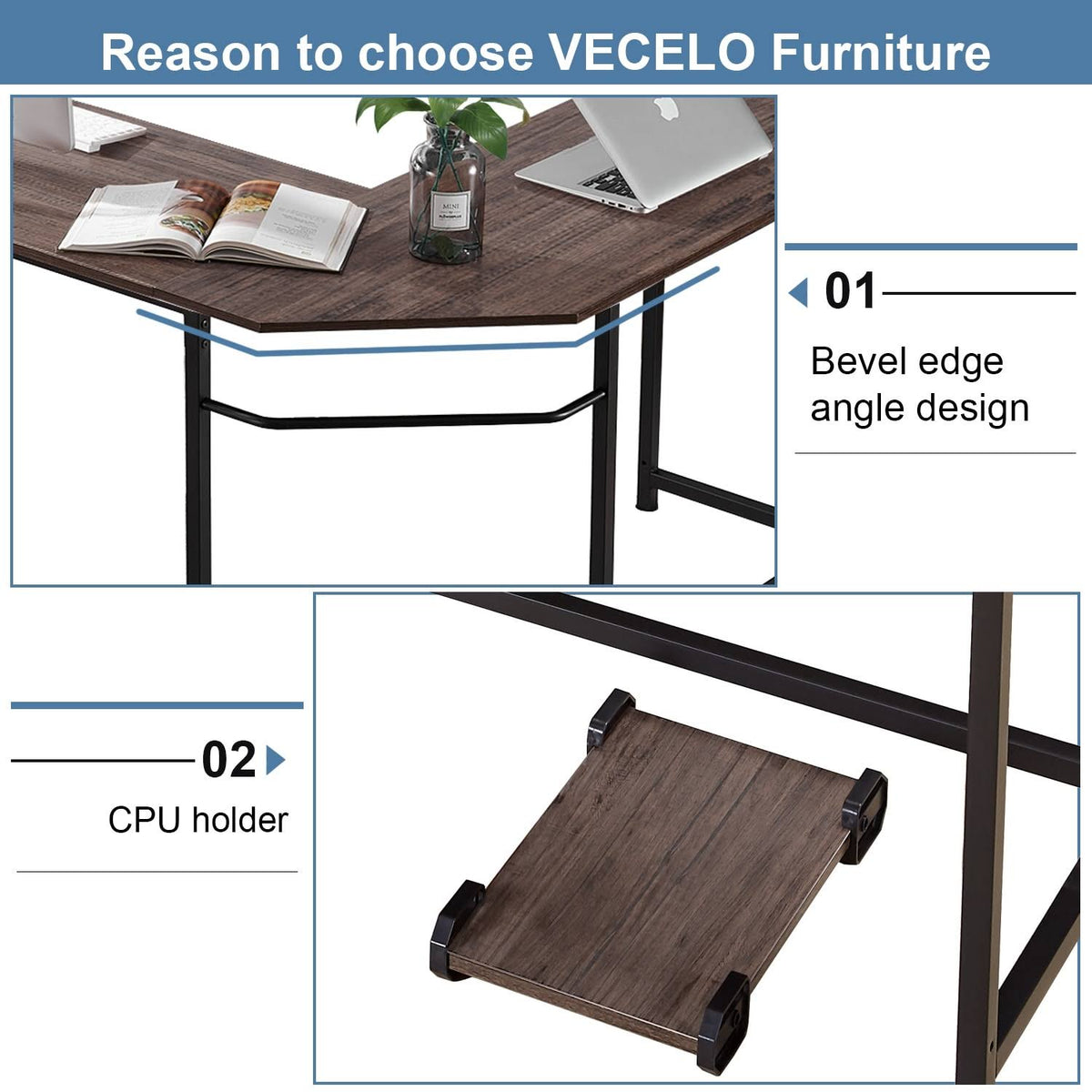 Oak L-Shaped Office Computer Desk W839