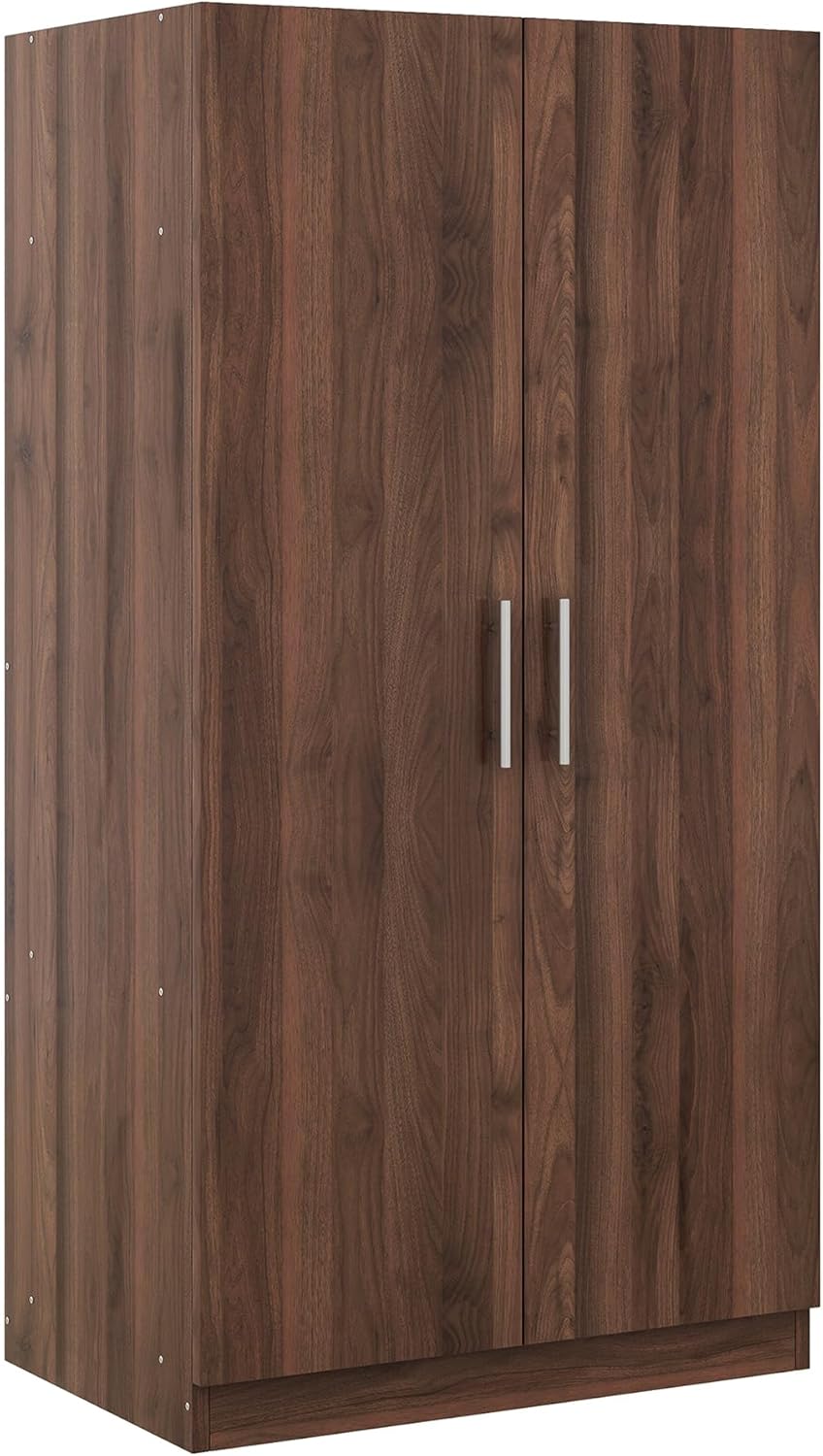 2-Door Wooden Wardrobe Armoire with 3 Adjustable Shelves and Hanging Rod, Brown M412820