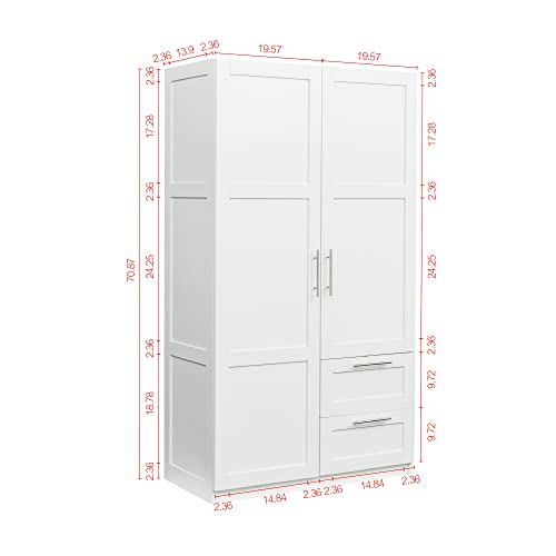 White Tall Kitchen Pantry Cabinet with 2 Doors and 2 Drawers N606
