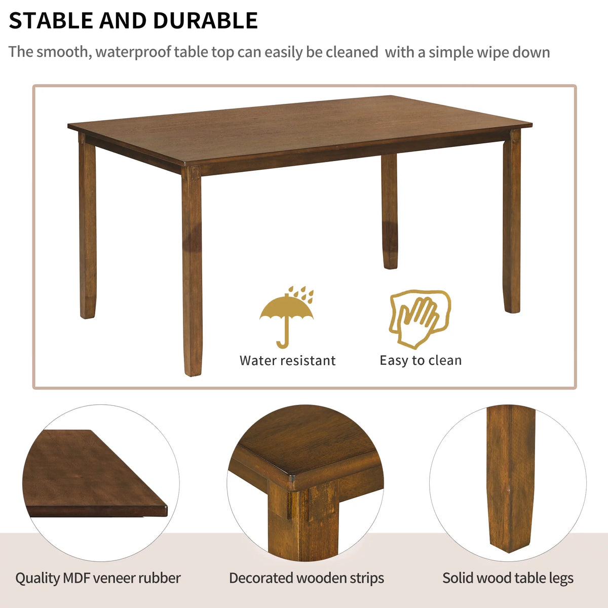 6-Piece Dining Table Set with 4 Upholstered Chairs and Bench Z405