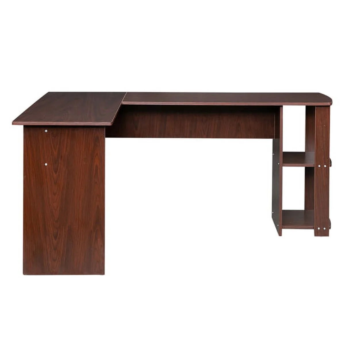 L-Shaped Wood Computer Desk with Shelves Dark Brown L770301
