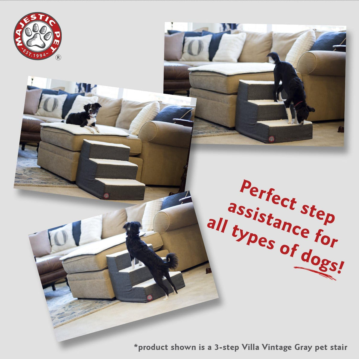 Portable Pet Stairs with Soft Sherpa Steps Foam Feeling Q863