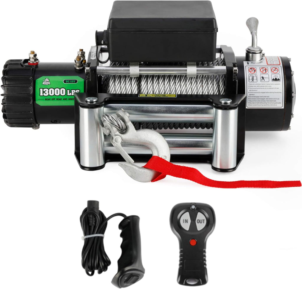 9500-lb. Load Capacity Electric Winch Kit, 12V Steel Cable Winch with Roller Fairlead G321