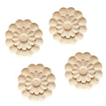 4Pcs Round Wood Appliques for Furniture Decoration (3.15"x3.15") C40966