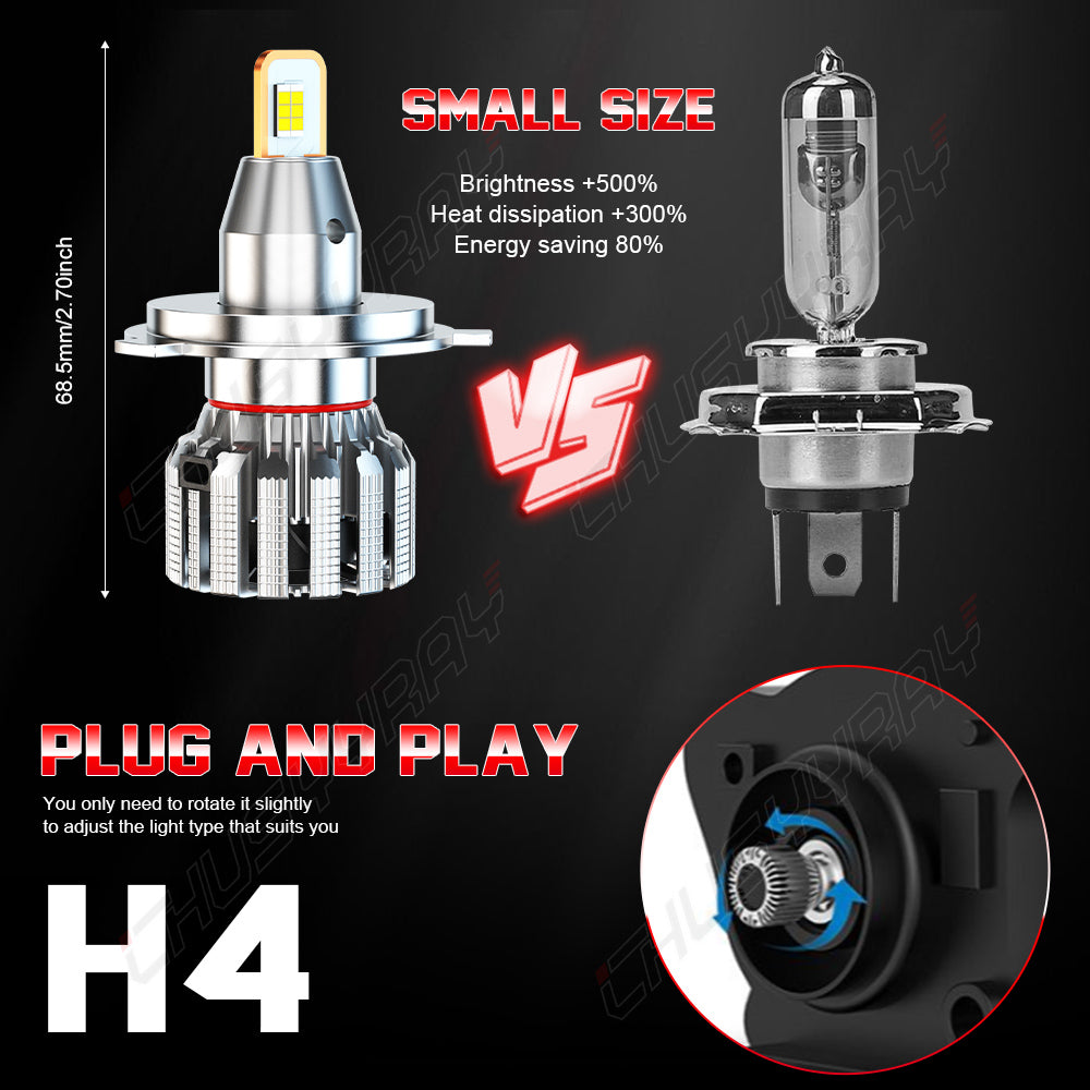 4X H4+H11 LED Headlight High&Low Beam Fog Light Bulb Kit F11775