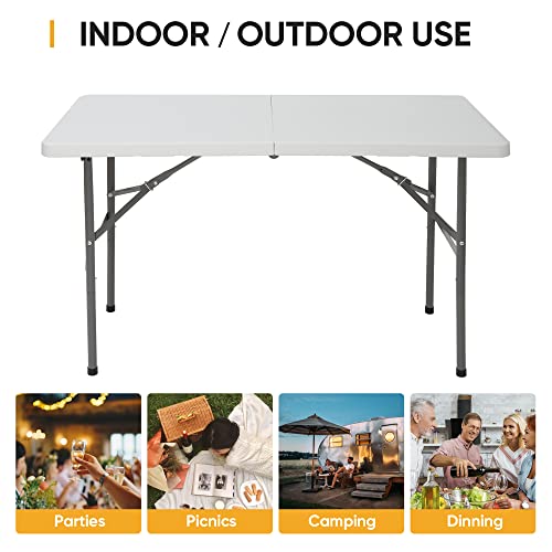 6 ft White Plastic Folding Table with Steel Legs G30152