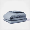 Organic Crinkled Percale King Duvet Cover Steel Blue I6214