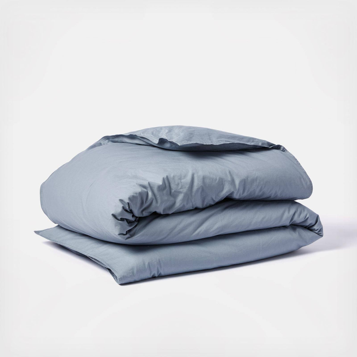 Organic Crinkled Percale King Duvet Cover Steel Blue I6214