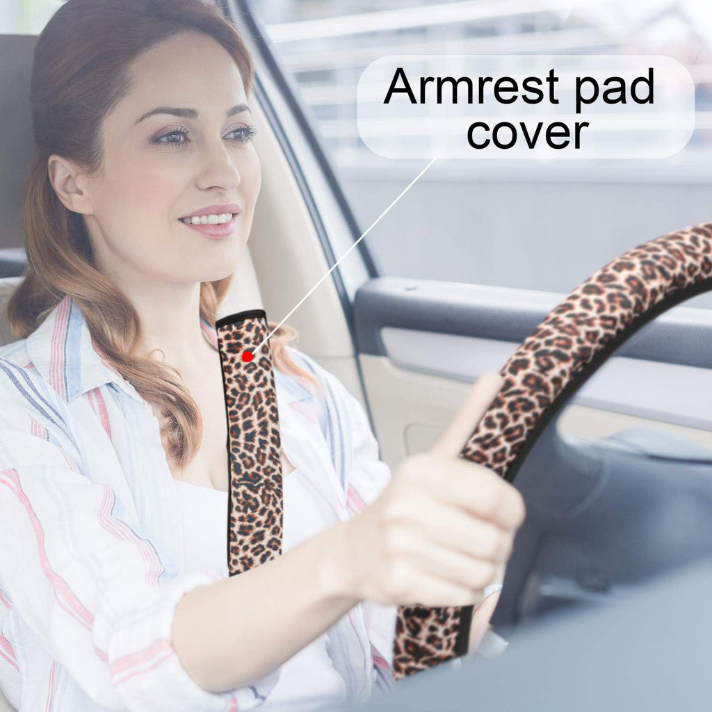 7 Pieces Leopard Print Car Accessories Set A784
