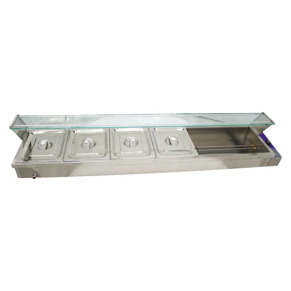 Electric Commercial Bain-marie Buffet Food Warmer Steam Table with Glass Guard 6-Pan A4751
