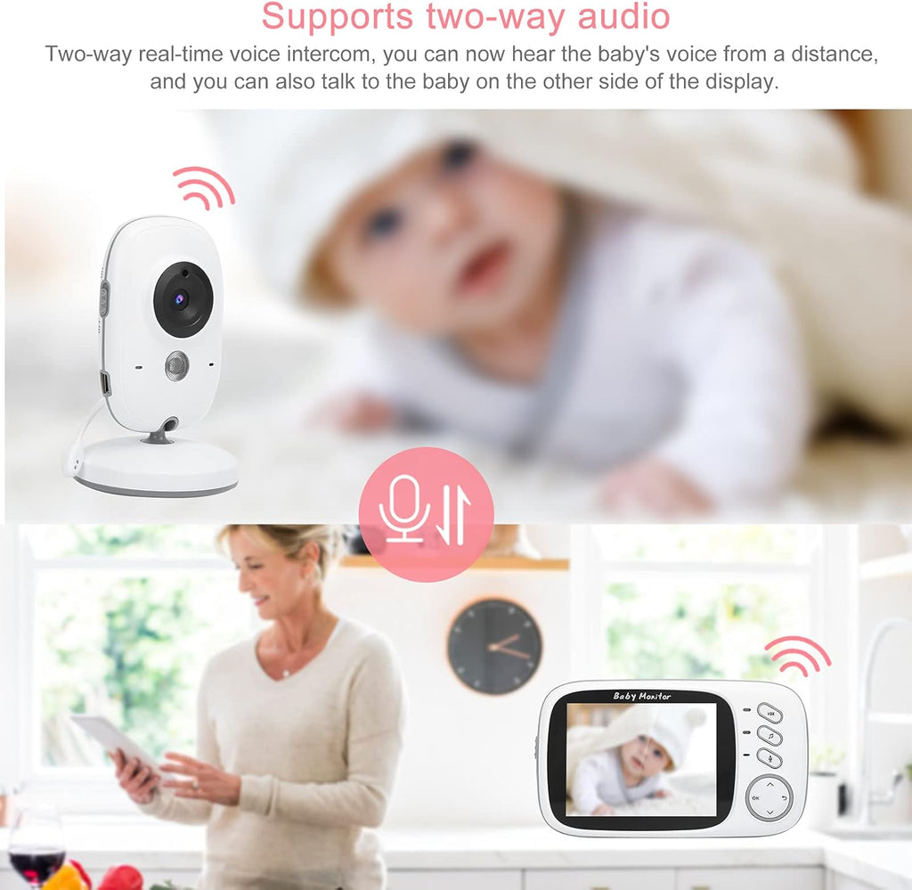 Video Baby Monitor 3.2In Display, 2.4 GHZ Wireless, 2-Way Audio, Night Vision M65745