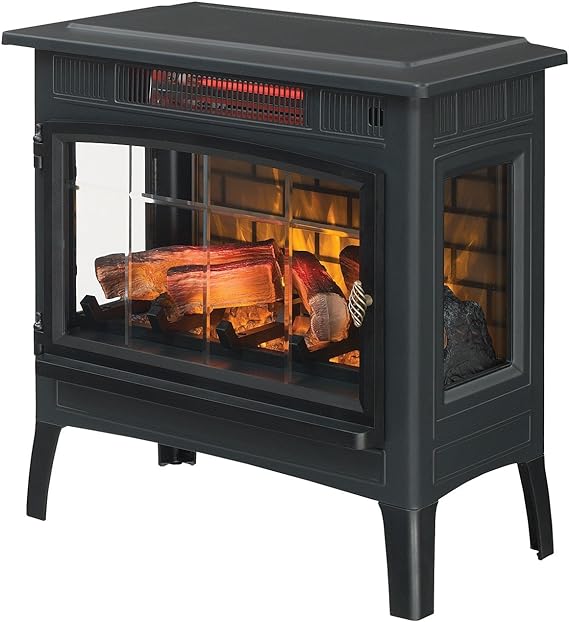 Black Electric Infrared Fireplace Stove with 3D Flame Effect I1193