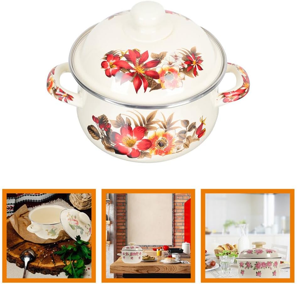Small Enamel Pot with Lid 22cm J8450