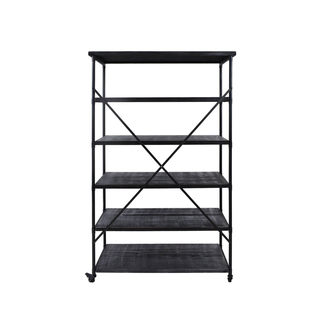 Industrial 5-Shelf Bookcase, Black Finish E6226