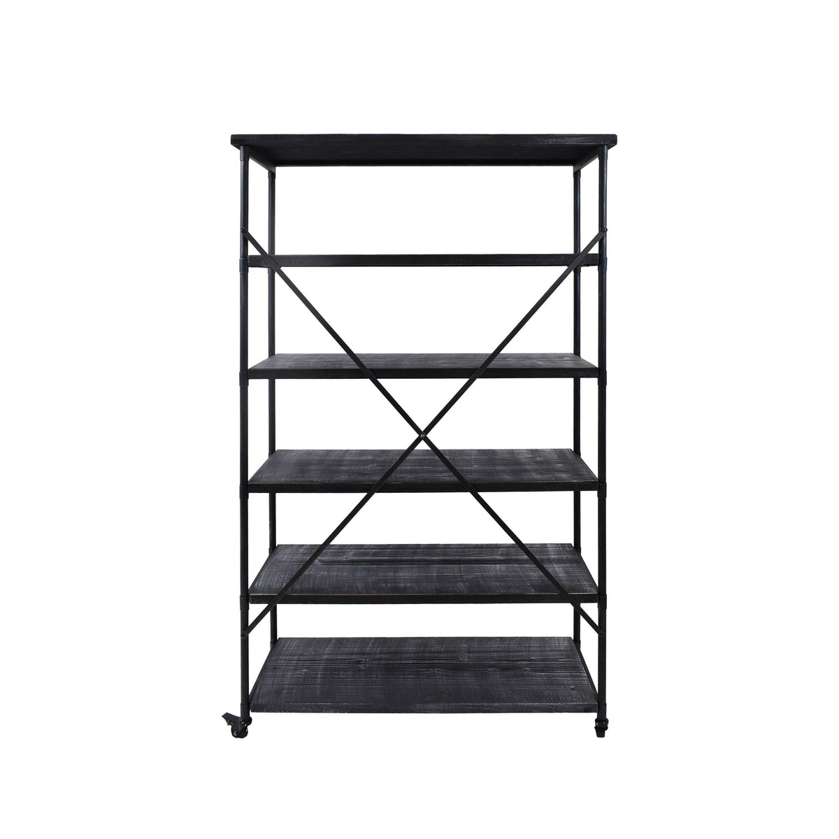 Industrial 5-Shelf Bookcase, Black Finish E6226