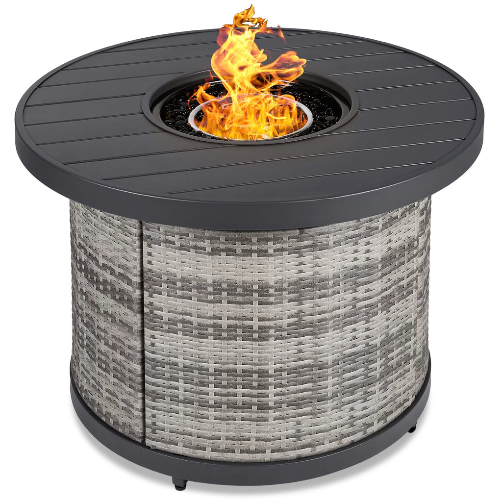 32in Round Gas Fire Pit Table Brown S285