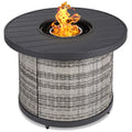32in Round Gas Fire Pit Table Brown S285