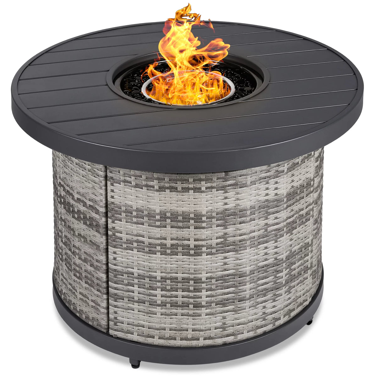 32in Round Gas Fire Pit Table Brown S285