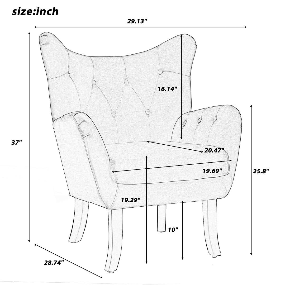 Beige Velvet Tufted Wingback Accent Chair T8705