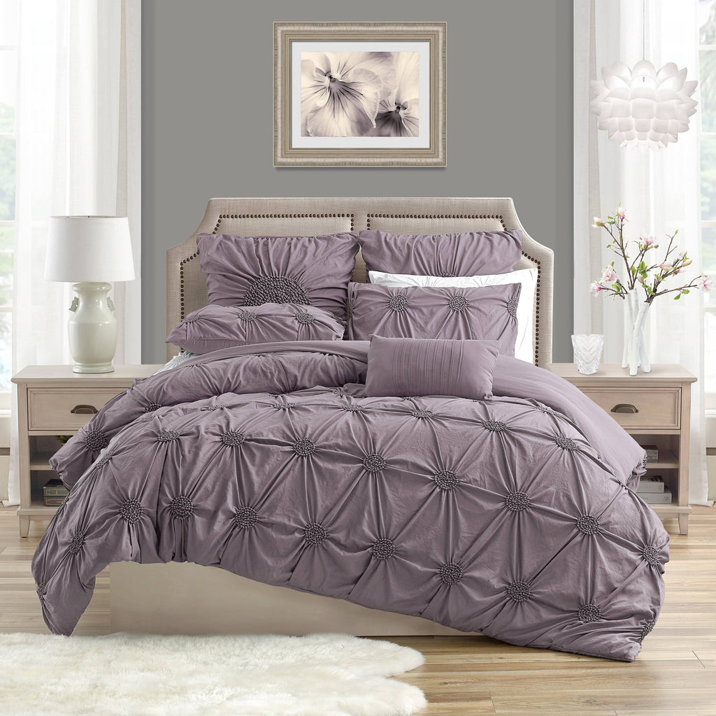 Pale Blue Ruched Duvet Cover Set Full/Queen Q2206