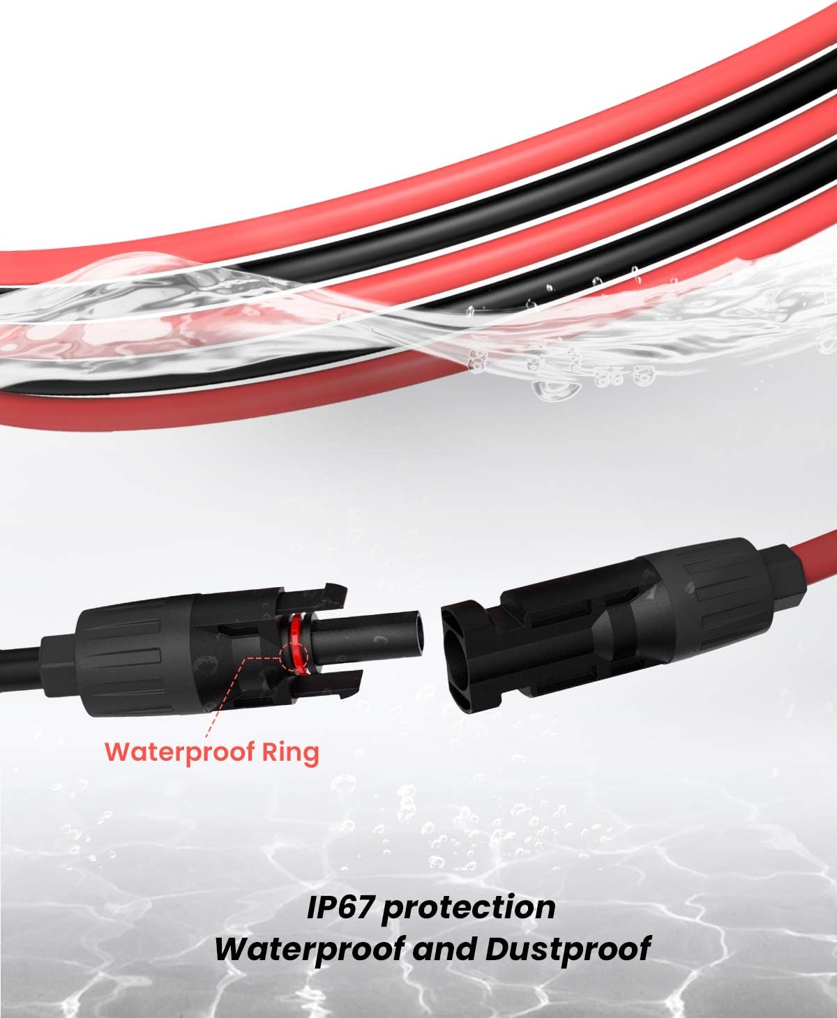 30 Feet 10AWG Solar Extension Cable with Connectors N9037