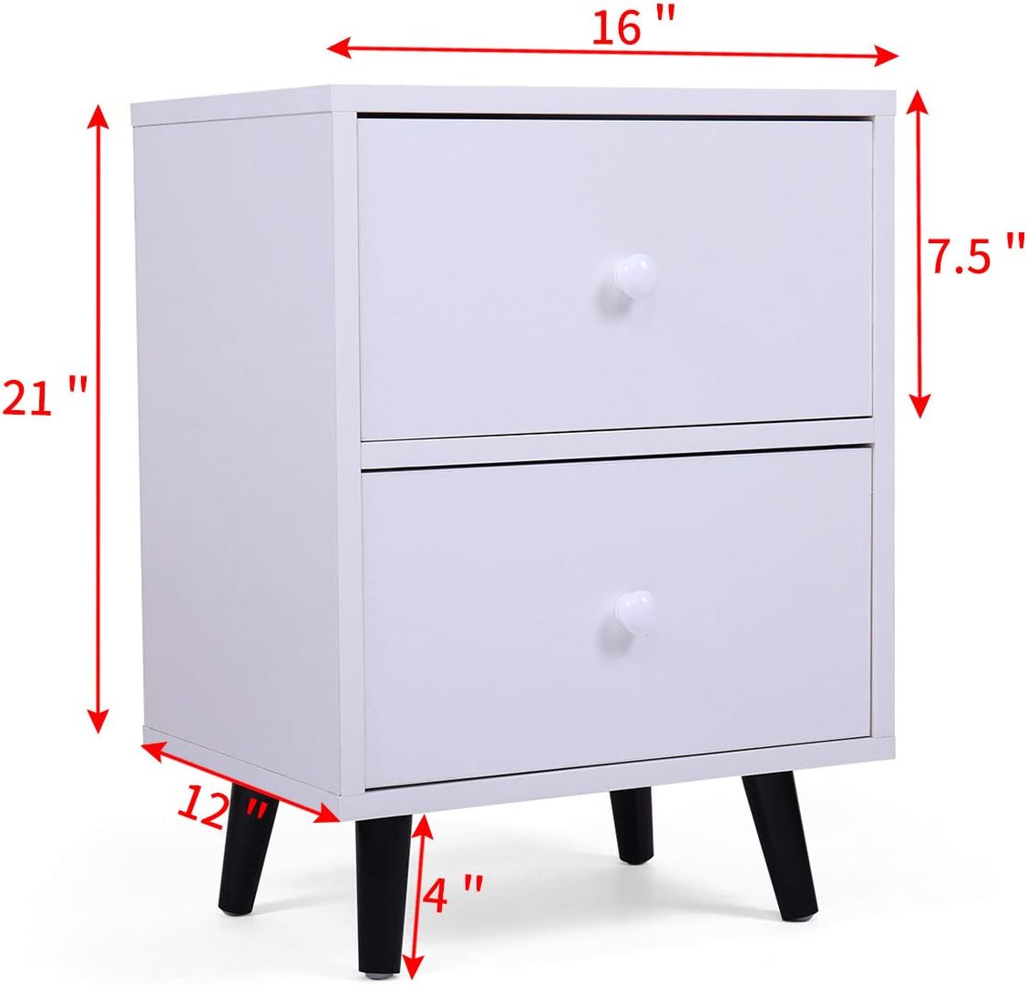 White 2 Drawer Wood Nightstand X695