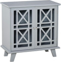 Grey Wood Sideboard Cabinet with Fretwork Doors N9845