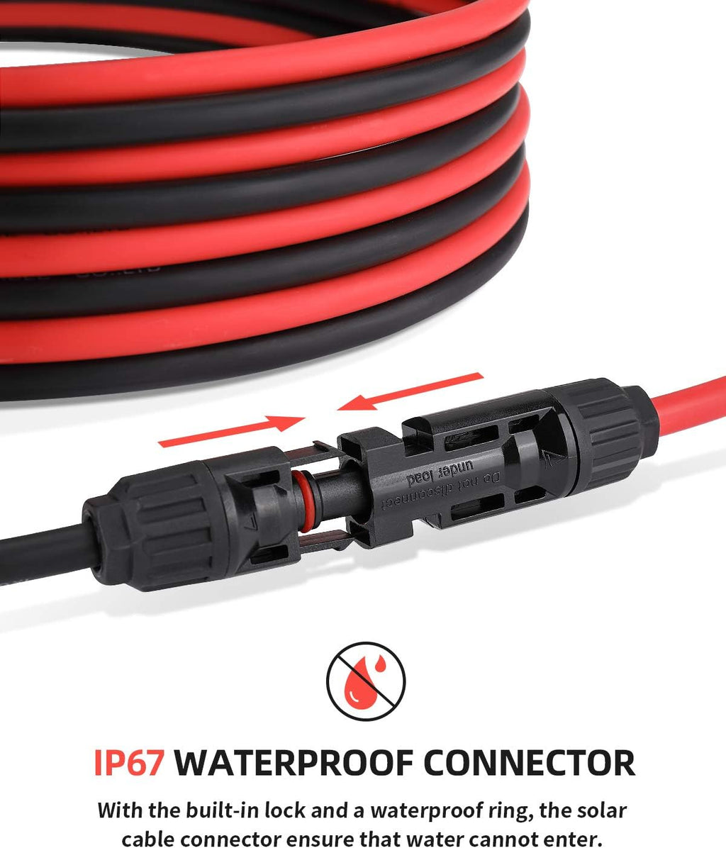 30 Feet 10AWG Solar Extension Cable with Connectors N9037