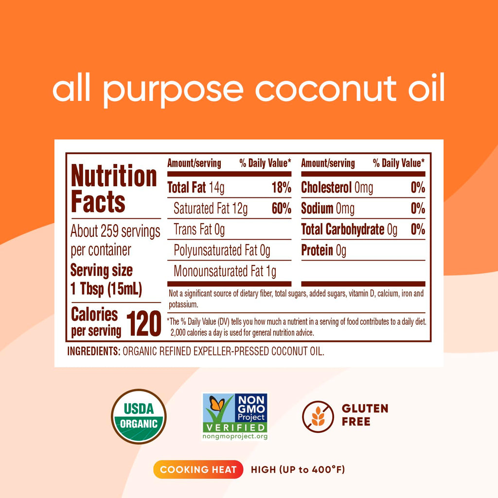 Organic Steam Refined Coconut Oil, 128 Fl Oz X48387