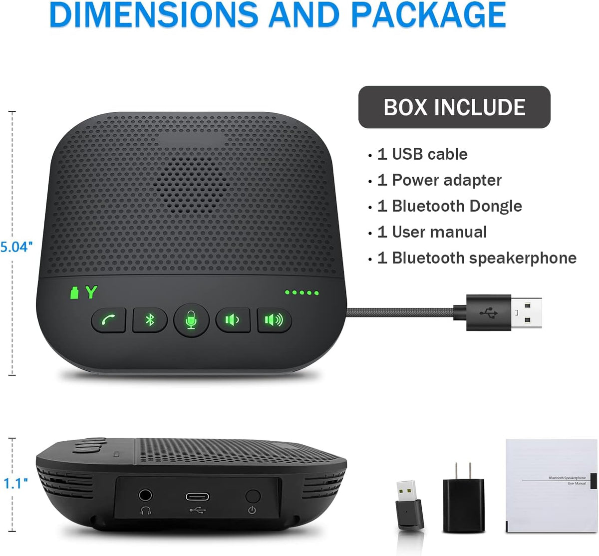 Bluetooth Conference Speakerphone with 4 Mics L955