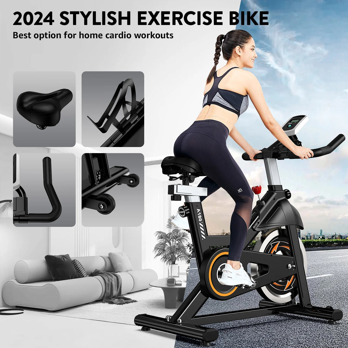 Indoor Cycling Bike Heavy Duty Frame 330lbs T56453
