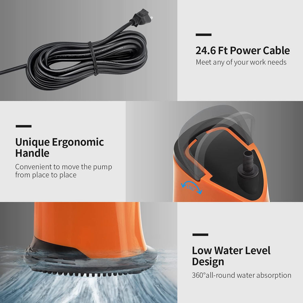 1100 GPH Submersible Water Pump with Adjustable Bottom Filter, Pack of 2 A5827