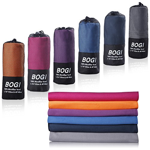 Microfiber Travel Towel, Quick Dry, Absorbent, Compact, Blue, L:60''x30''+16''x16'' X746