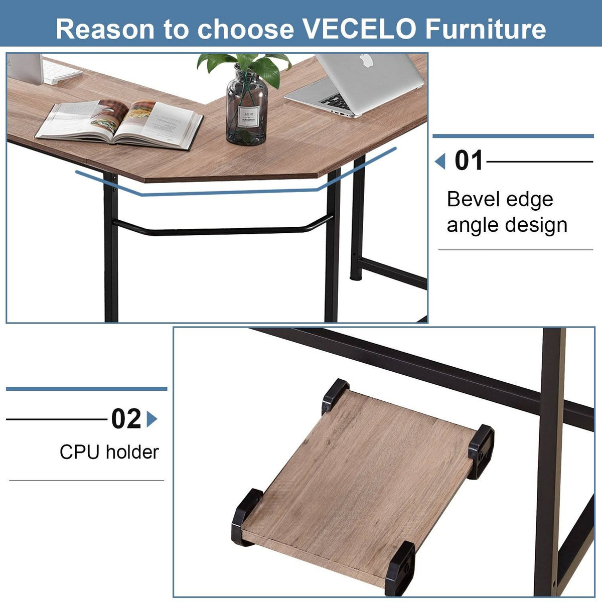 Oak L-Shaped Office Computer Desk W839