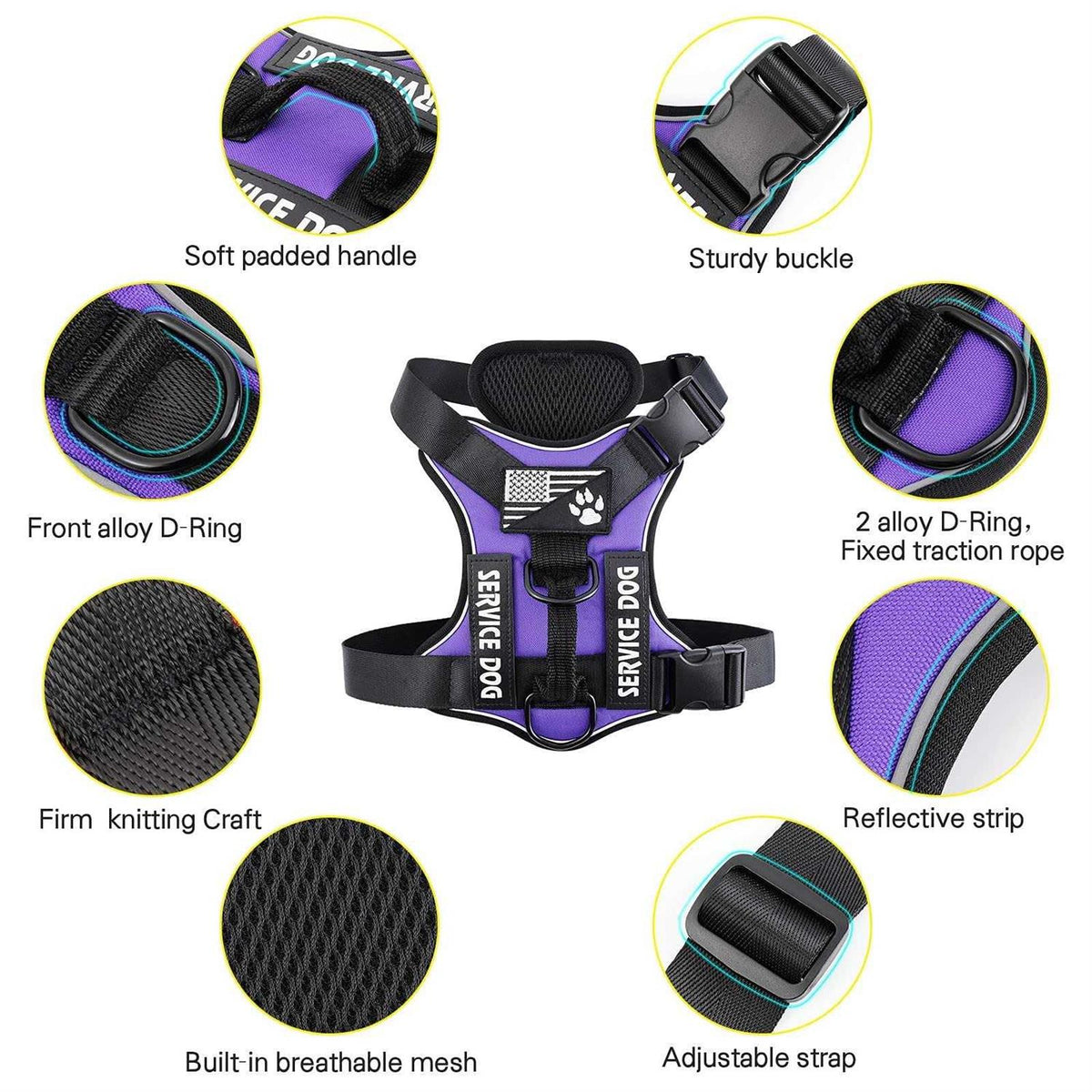 Reflective Dog Vest Harness with 5 PCS Patches Q637