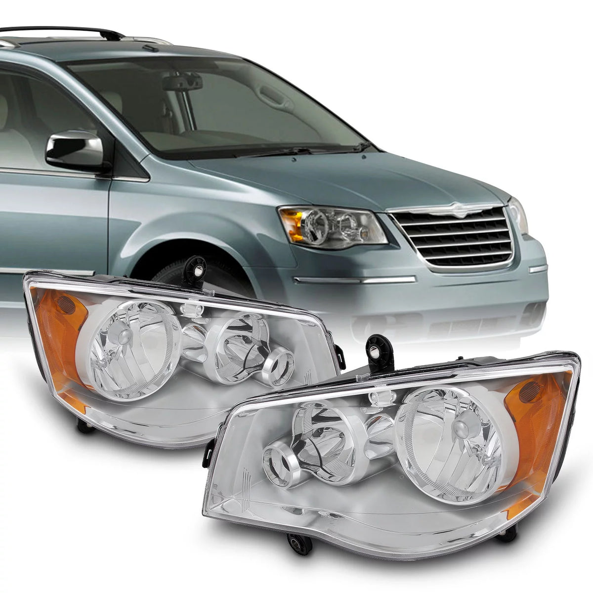 2008-2016 Town & Country Headlights Pair Left + Right R9054