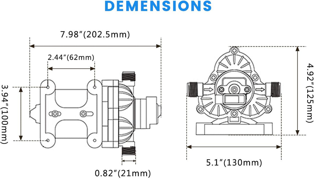 12V Self Priming Diaphragm Pump with Pressure Switch 3.0GPM 45PSI Pack of 2 Q63324